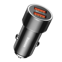 Автомобильное зарядное устройство Baseus Small Screw Dual USB Quick Charge 36W черная
