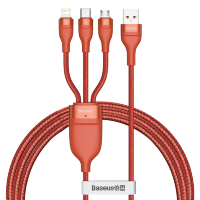 Кабель Baseus Flash One-for-three micro USB+Lightning+Type-C 5A 1.2м Оранжевый